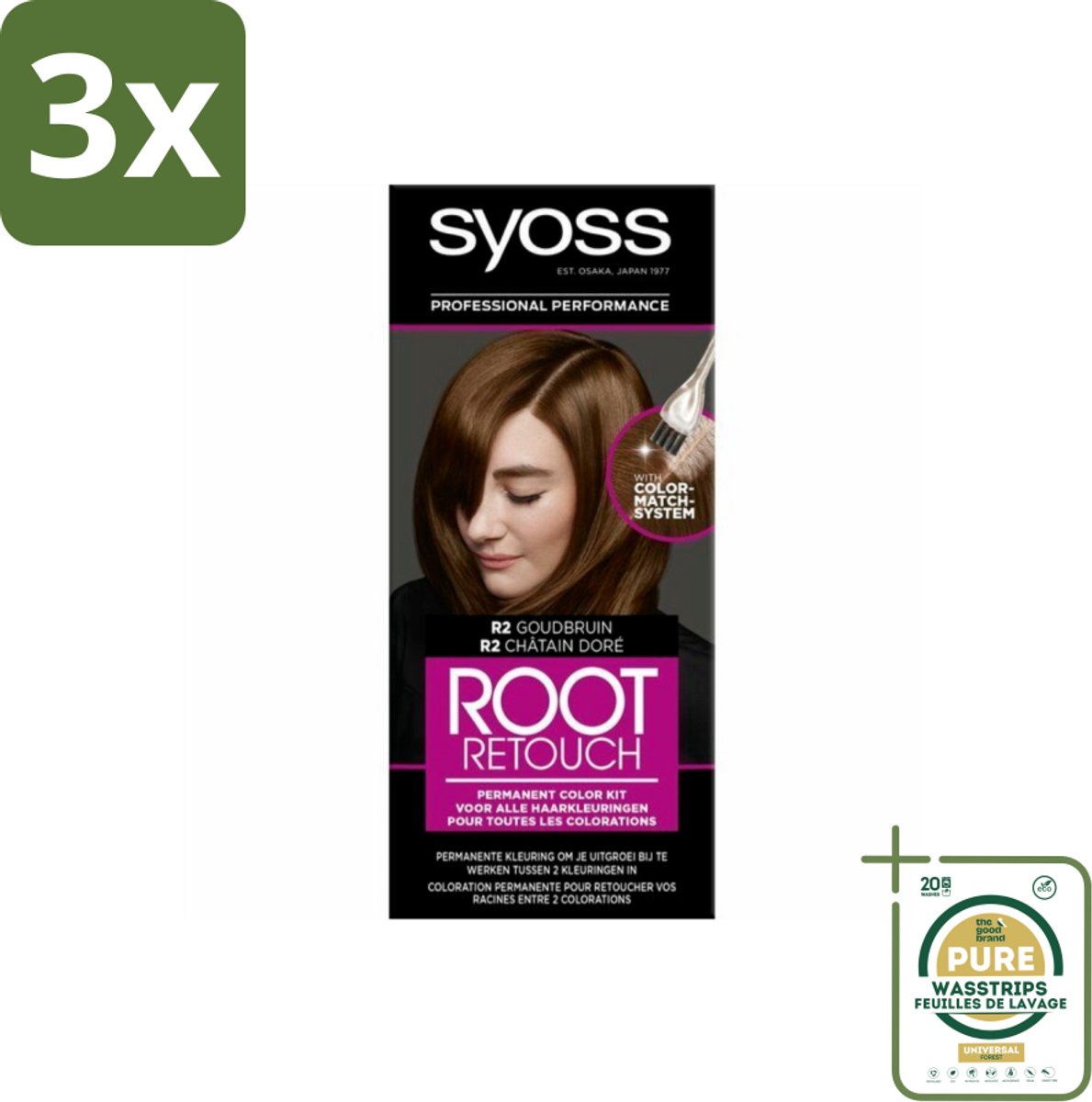 3 x Syoss - Haarverf - Uitgroeiset - R2 Goud Bruin - 1 Haarkleuring - Grootverpakking - Uitgroeiset - Haarkleur - Haarkleurbehandeling - Haarkleuringsproduct - Haarkleuringsformule