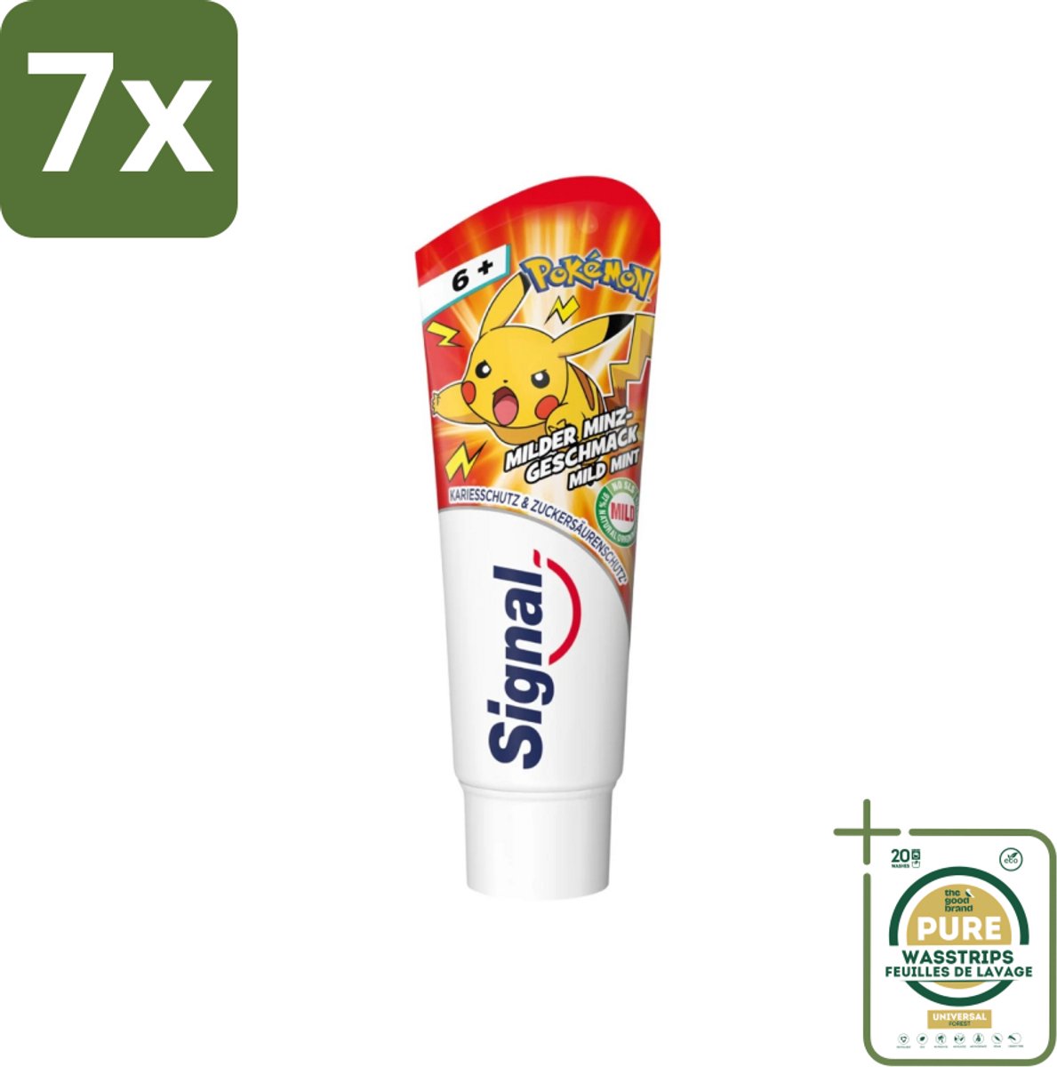 7 x Signal - Pokémon - Tandpasta - Milde Munt Smaak - Anti-Tandsteen - Kinder 6+ Jaar - 75 ml - Grootverpakking - Tandpasta Voor Kinderen - Anti-tandsteen Tandpasta - Milde Munt Smaak - Kindertandpasta - Tandenpoetsen Voor Kinderen