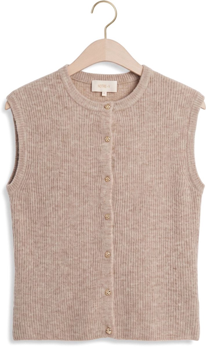 Notre-V Nv-ilene Truien & vesten Dames - Sweater - Hoodie - Vest- Beige - Maat XXL