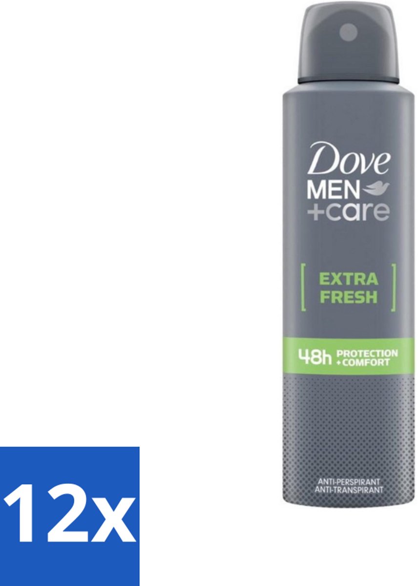12 x Dove Men+Care - Extra Fresh - Deospray - Anti-Transpirant - 150 ml - Deodorant - Antitranspirant - Dove Men+Care - Extra Fresh - Alcoholvrij