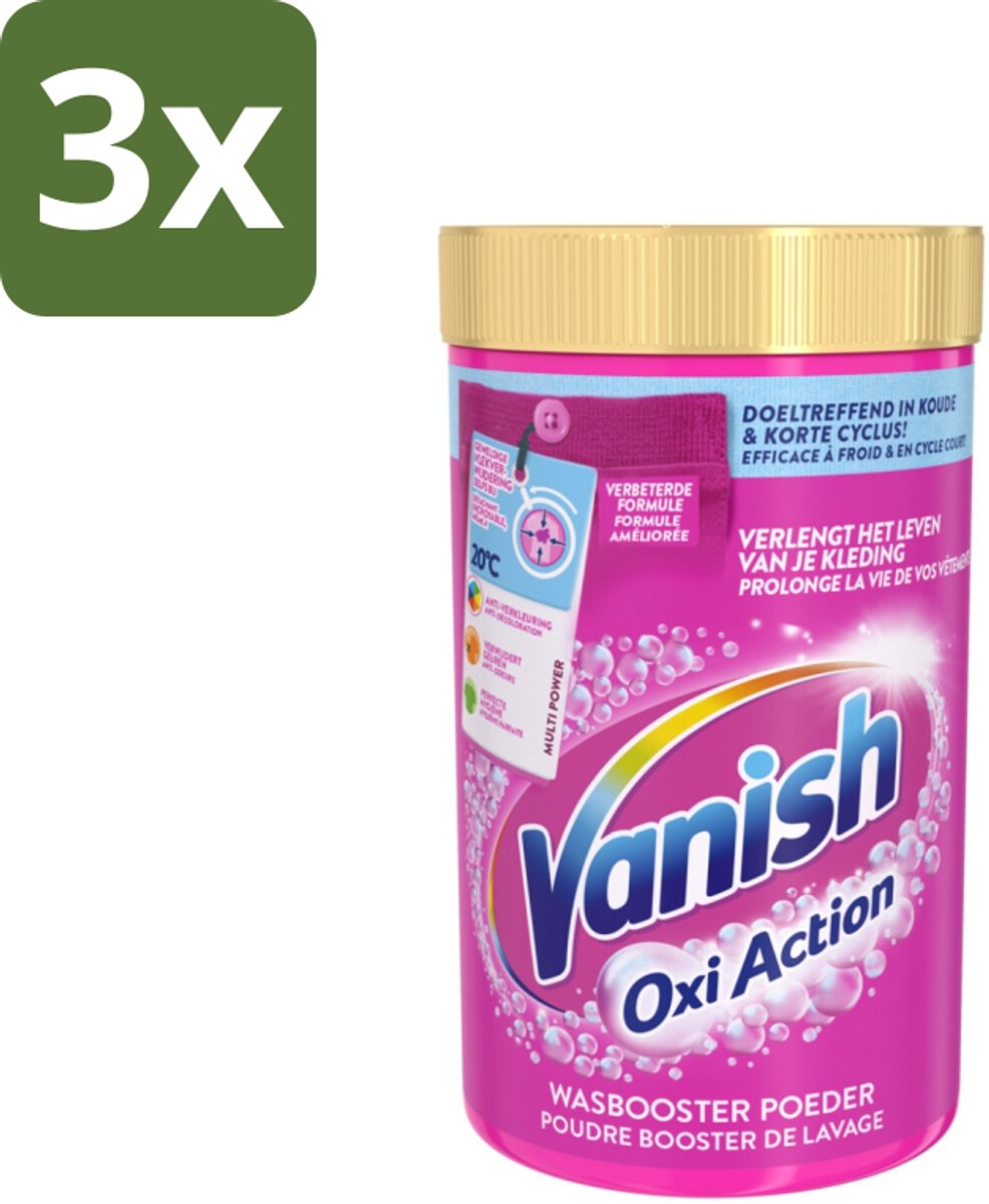 3 x Vanish Oxi Action - Vlekkenverwijderaar - Wasbooster - Gekleurde Was - 1.5 Kg - Vlekkenverwijderaar - Wasbooster - Gekleurde Was - Kleuroverdracht - Geurneutraliseren