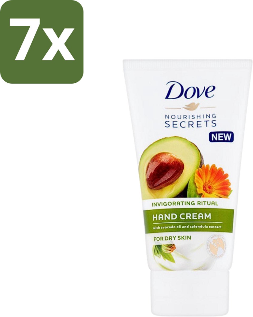 7 x Dove Nourishing Secrets - Handcrème - Avocado olie & Goudsbloem extract - Droge huid -75 ml - Handcrème - Avocado-olie - Goudsbloemextract - Hydratatie - Droge Handen