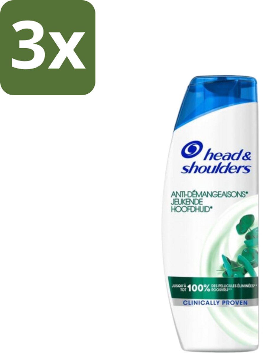 3 x Head & Shoulders - Anti-Roos Shampoo - Jeukende Hoofdhuid - 285 ml - Jeukende Hoofdhuid - Anti-roos Shampoo - Roosvrij Haar - Hoofdhuid Verzorging - Jeuk Beheersen