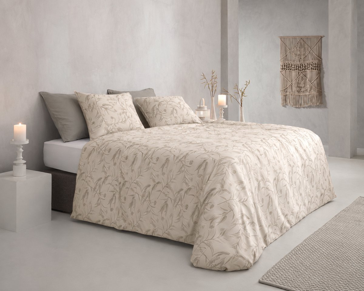 Zohome Dekbedovertrek Fiori-di-Satinado - Abstract Bedlinnen - Off-White - Dekbedhoes van 100% Katoen-Satijn, foto 3