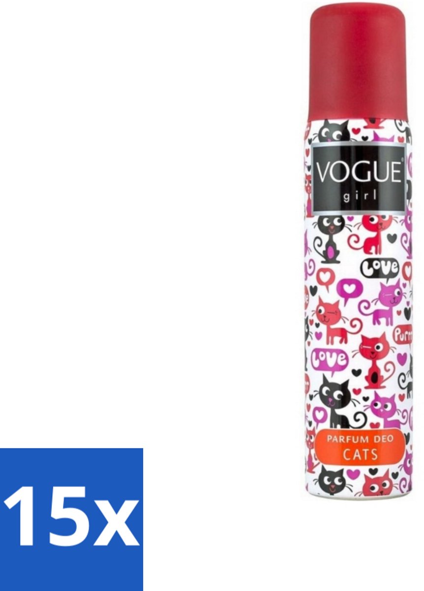 Vogue - Deodorant - Girl - Parfum Cats – 100 ml - Bulkverpakking - 15 stuks