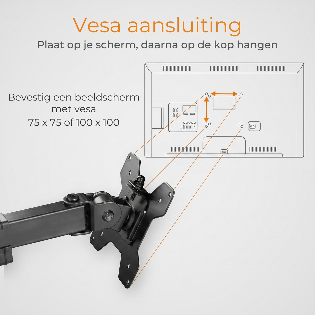 Douxe Monitor Arm 2 Schermen - Dubbele Monitor Beugel 13-32 Inch - Draai-, Kantel- en Zwenkbaar - Zwart - DXM2S thumbnail 6