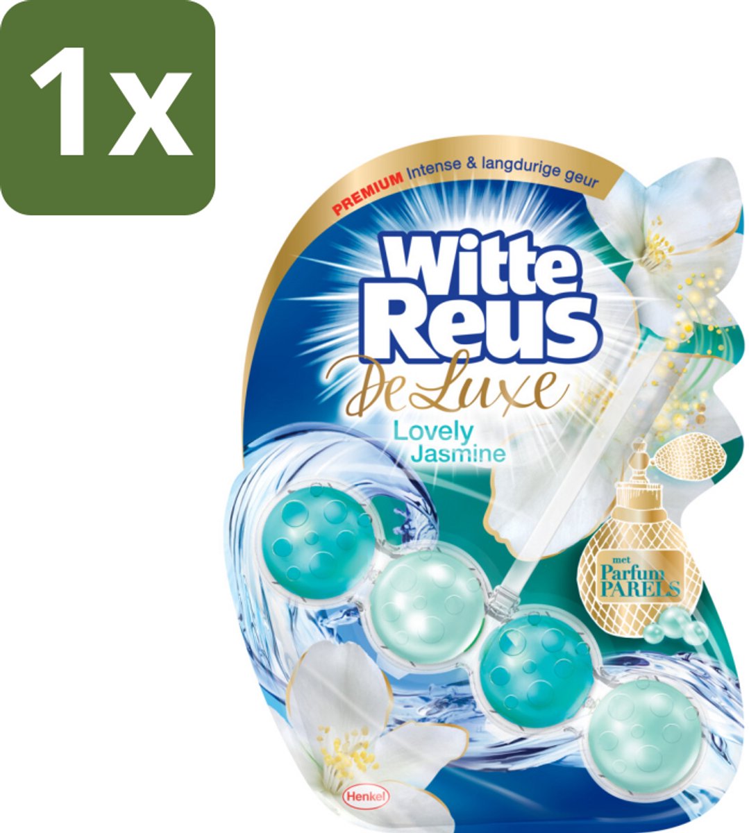 1 x Witte Reus - DeLuxe Toiletblok - Lovely Jasmine - 1 Toiletblok - Toiletblok - Jasmijn Geur - Reinigend Schuim - Anti-kalk - Vuilbescherming