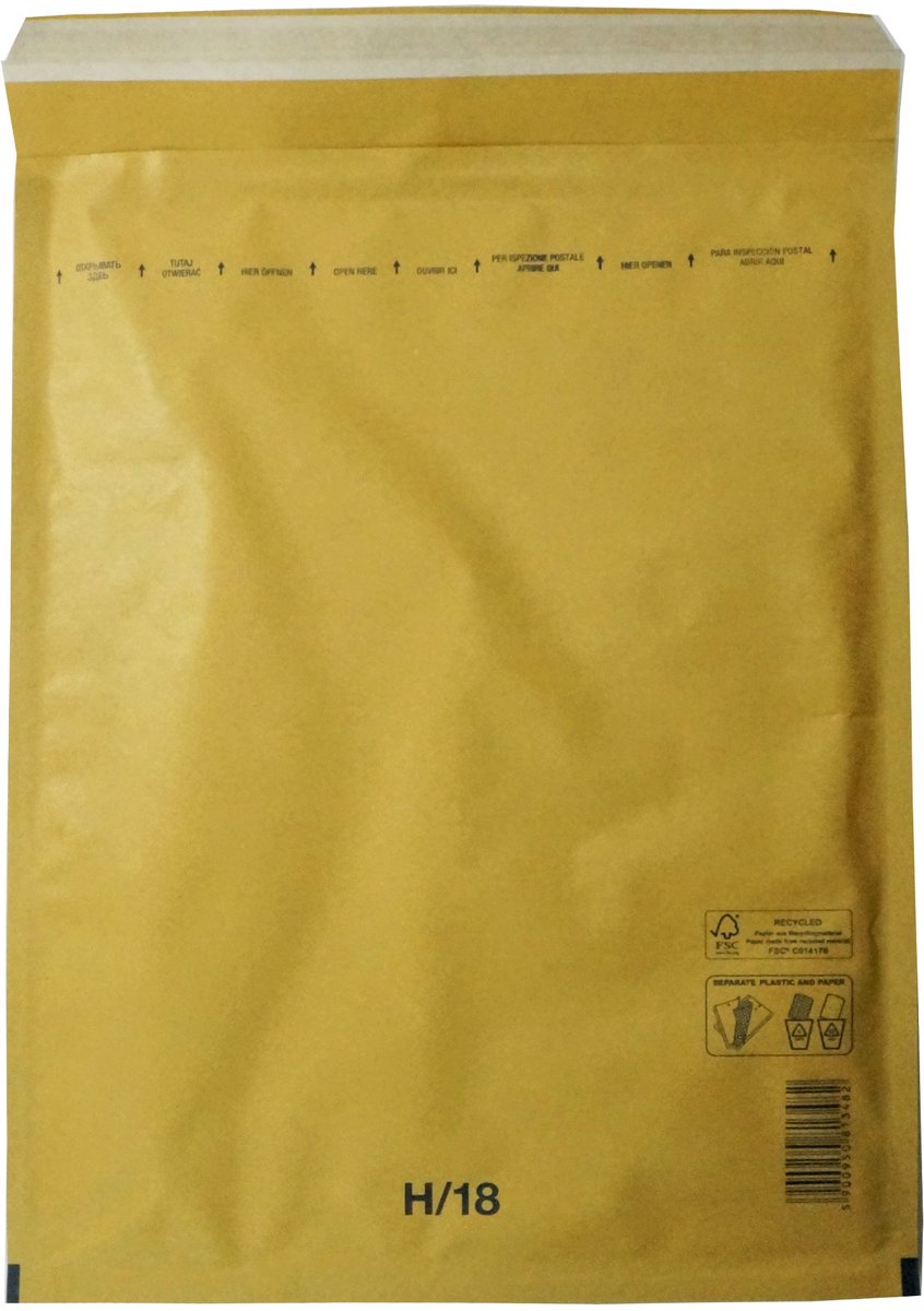 Luchtkussen enveloppen A4 - 18/H - 370 x 290 mm - 10 stuks - HK zelfklevend met plakstrip - Bruin - Netuno