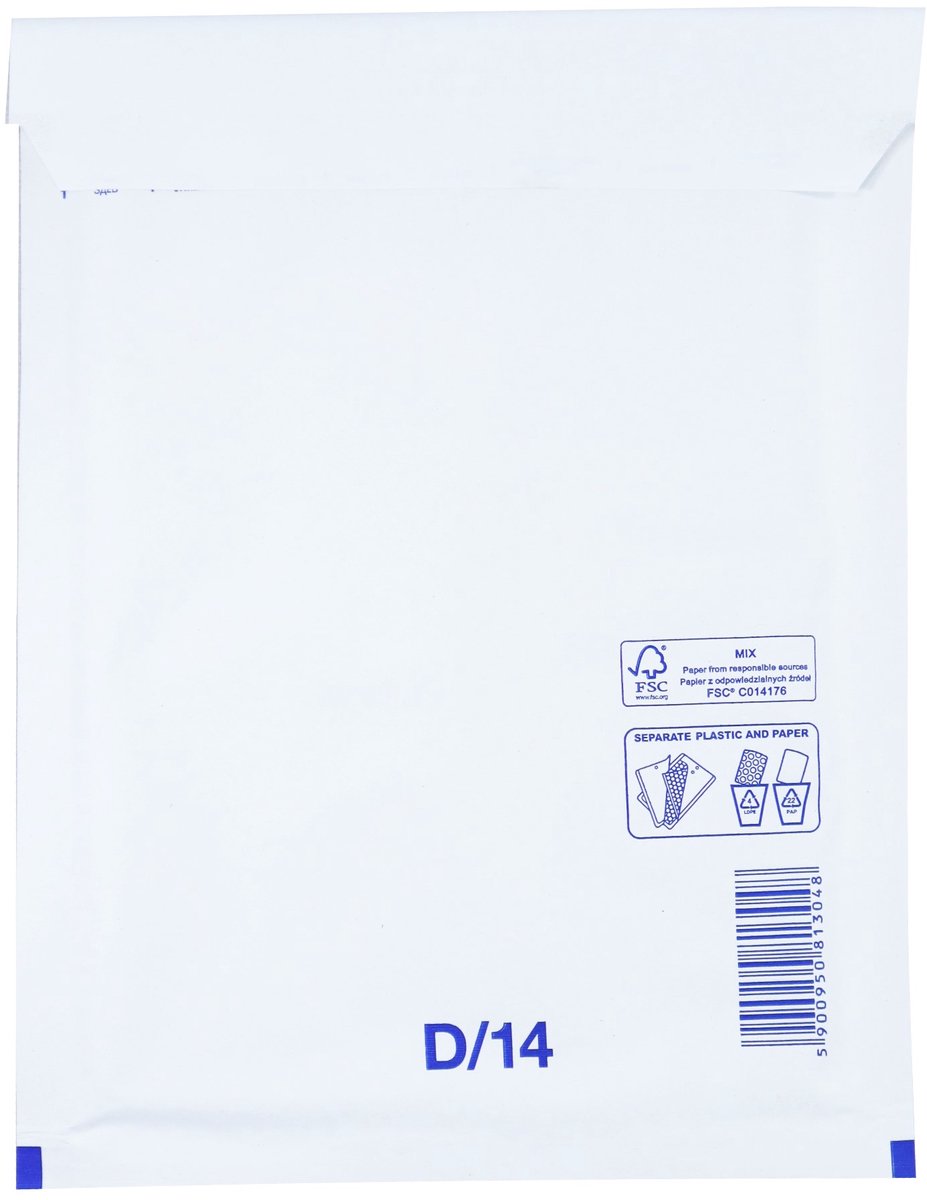 Luchtkussen enveloppen A5 - 14/D - 275 x 200 mm - 10 stuks - HK zelfklevend met plakstrip - Wit - Netuno
