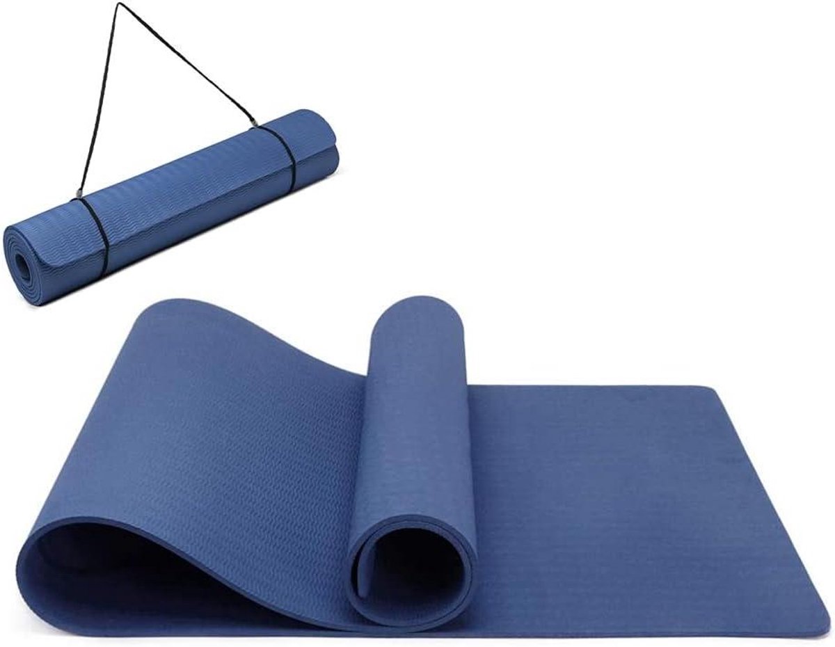 Fitness Mat - Yogamat Sportmat - Thuis Trainen - Milieuvriendelijk TPE Materiaal - 183 x 61 cm - Marineblauw