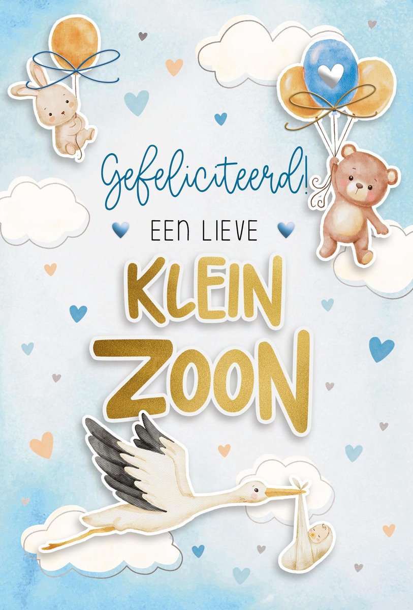 Wenskaart | 6 stuks | Luxe 3D wenskaart Gefeliciteerd! Een lieve kleinzoon