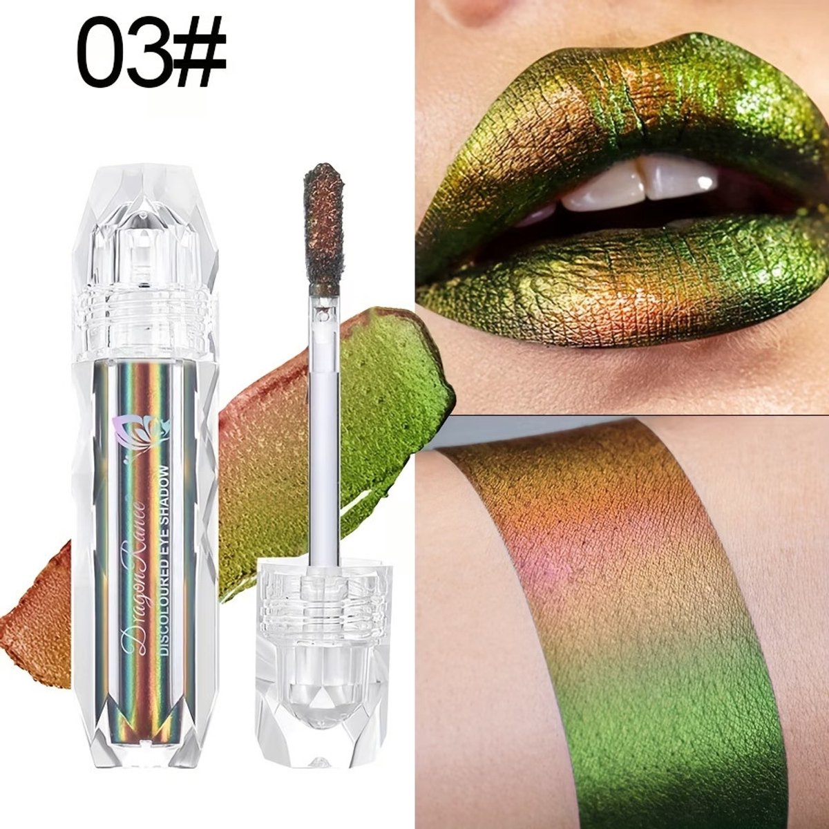 Kleurveranderende Lipgloss 03 Bronze Green Chameleon – Metallic Lip Glaze met Glanzend Effect