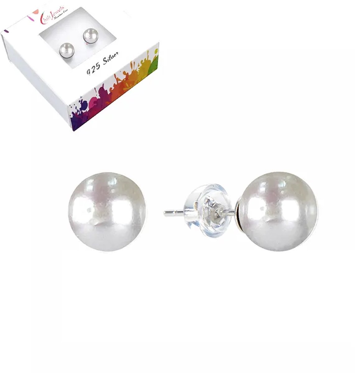 Oorbellen Parel wit 8 mm