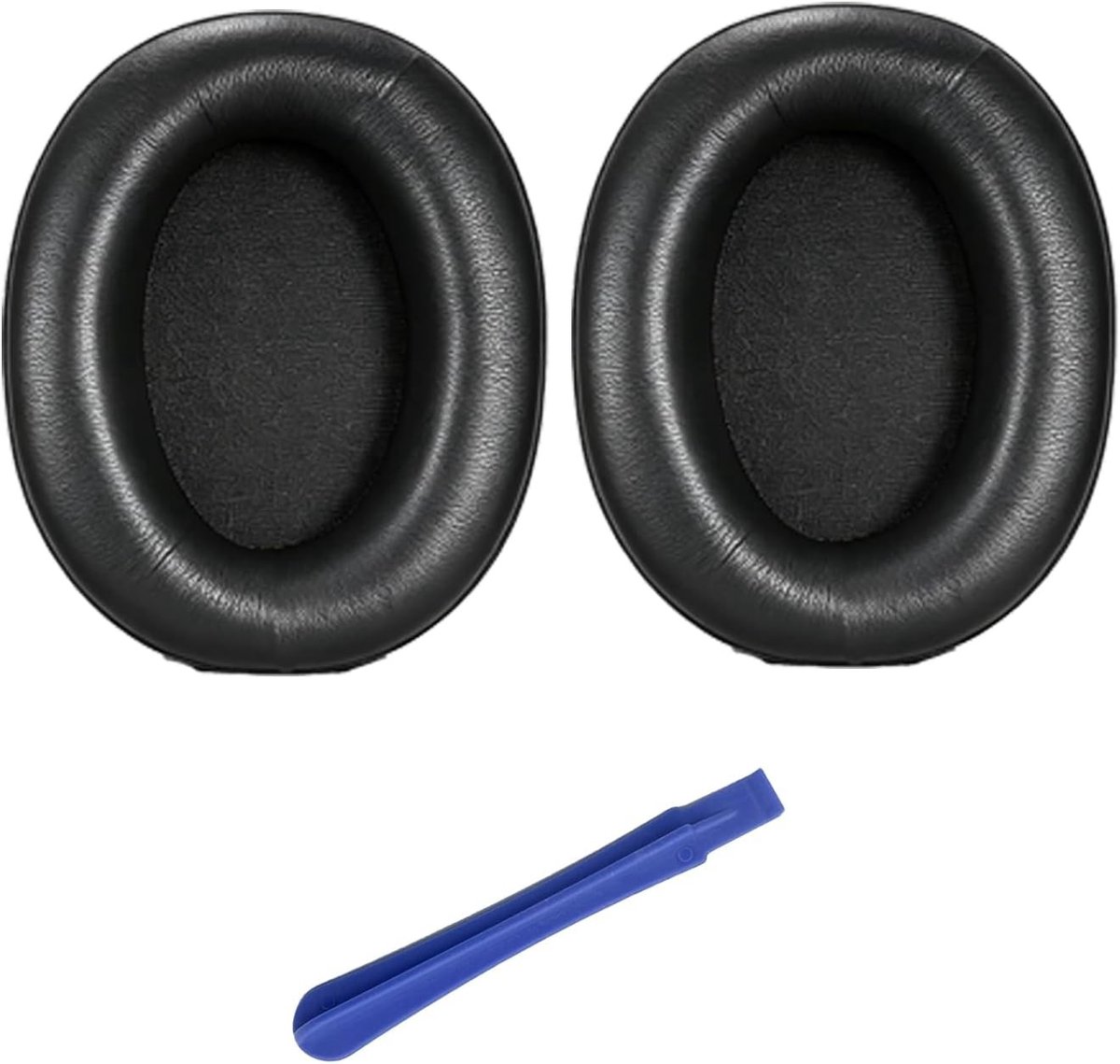 Vervangende oorkussenset van premium traagschuim en zacht eiwitleer voor over-ear hoofdtelefoons, geluidsisolatie en comfortabele pasvorm, 2 stuks met gereedschap, zwart