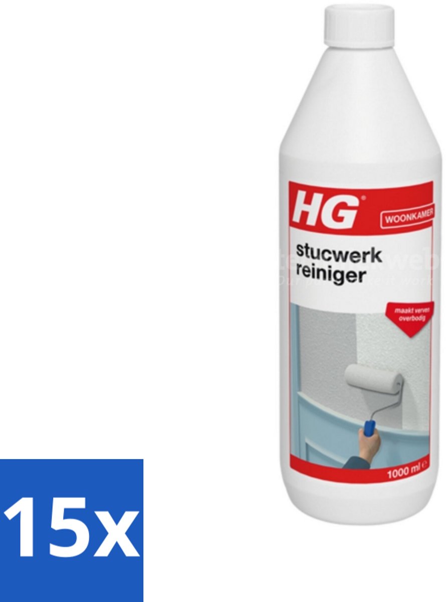 15 x HG - Stucwerk Reiniger - Zeer Snelle Werking - Grondige Reiniging - 1L - Stucwerk Reinigen - Stucwerk Schoonmaken - Stucwerk Reiniger - Sierpleister Reinigen - Verven Overbodig Maken