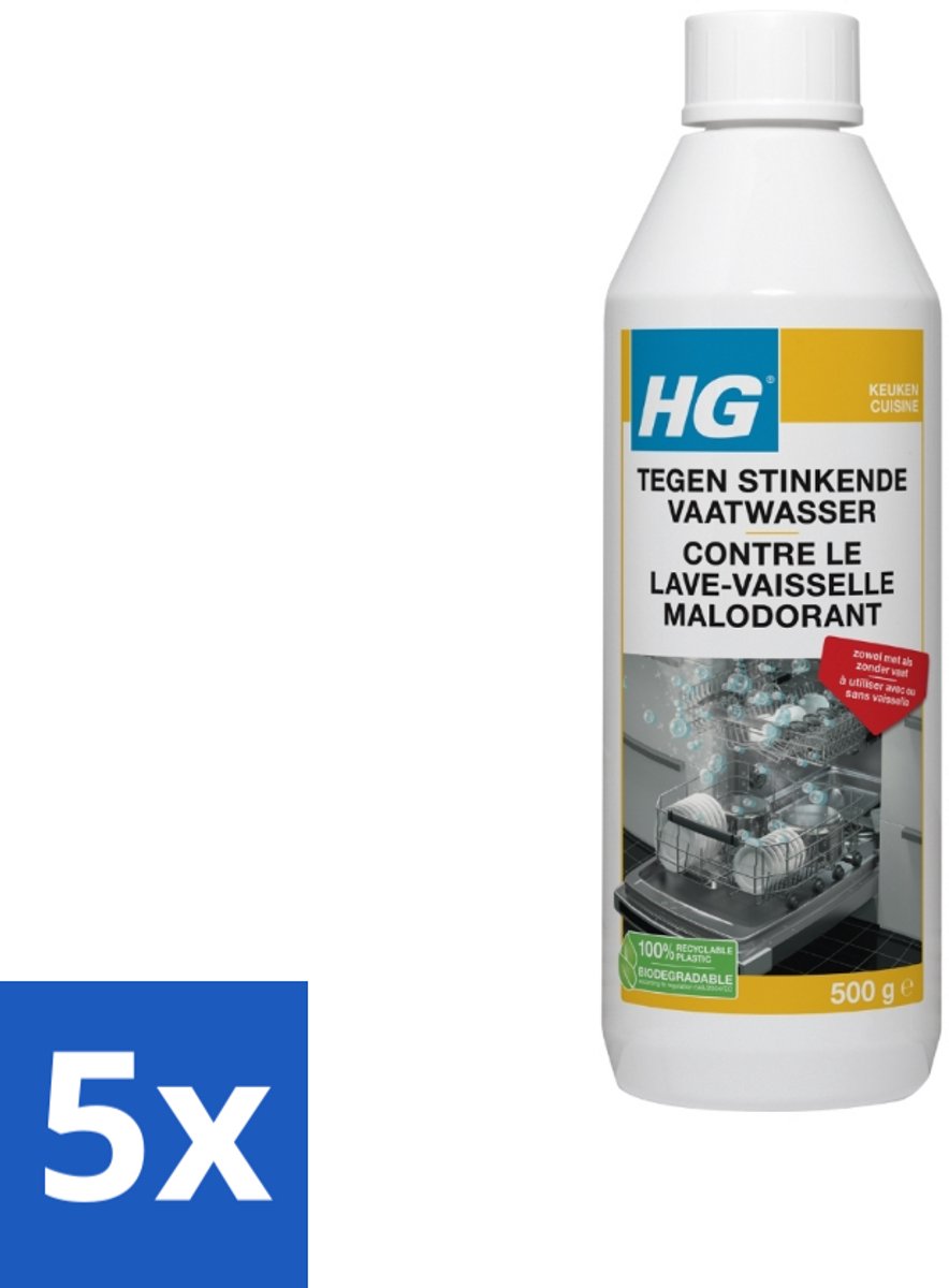 5 x HG Stinkende Vaatwasser 500 gr - Vaatwasser Reinigen - Stinkende Vaatwasser - Vaatwasser Geur - Vaatwasser Hygiëne - Vaatwasser Onderhoud