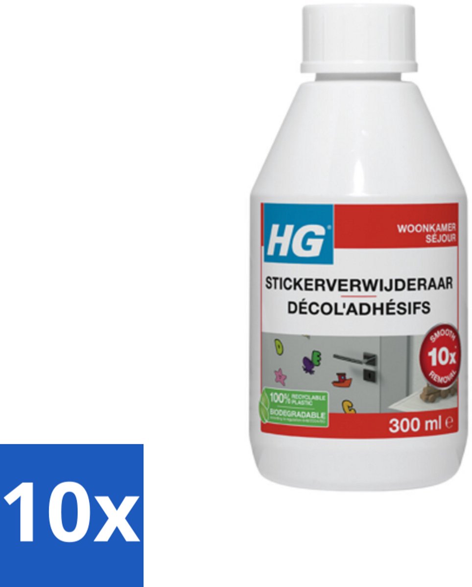 10 x HG Stickerverwijderaar 300 ml - Stickerverwijderaar - Stickerlijm Verwijderen - Hakstrepen Verwijderen - Teerspatten Verwijderen - Smeervlekken Verwijderen