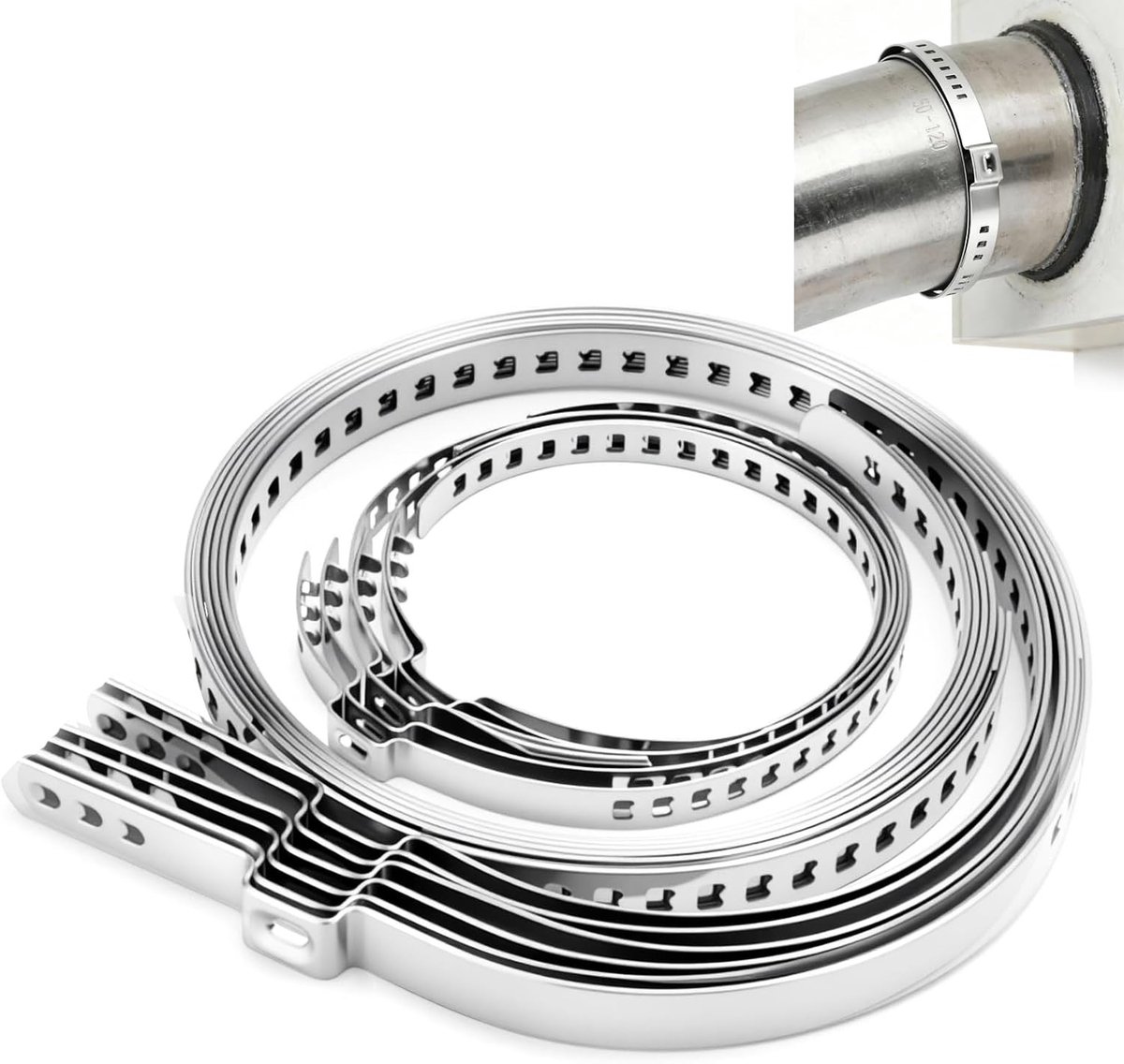Verstelbare RVS Slangklemmen Set van 12 Stuks voor Tuin, Thuis en Zwembad - 25-50mm en 50-120mm Maat