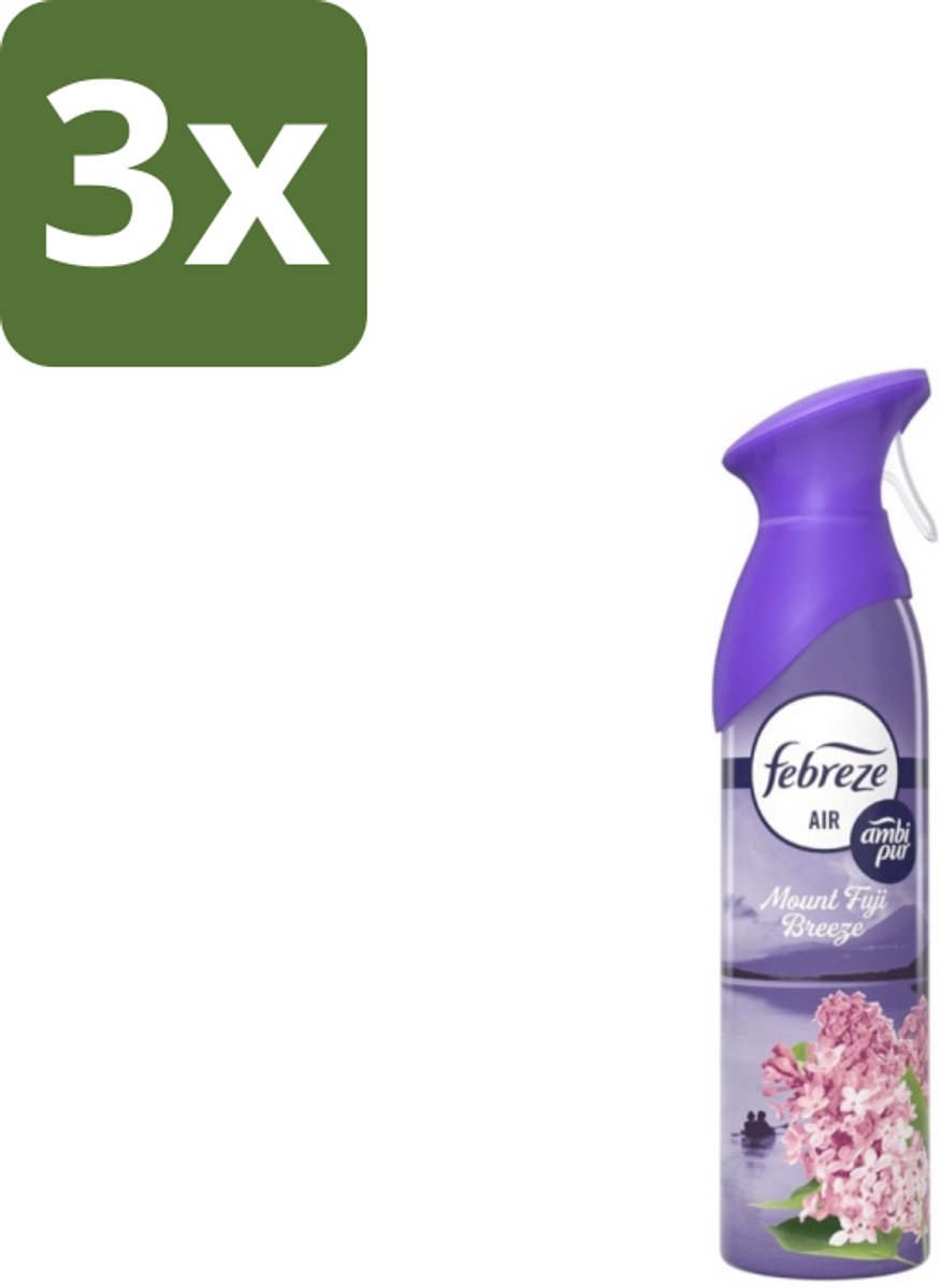 3 x Febreze – Luchtspray – Mount Fuji Breeze – 185 ml - Luchtverfrisser Spray - Geurverwijdering - Geur Neutraliseren - Mount Fuji Geur - Frisse Geur