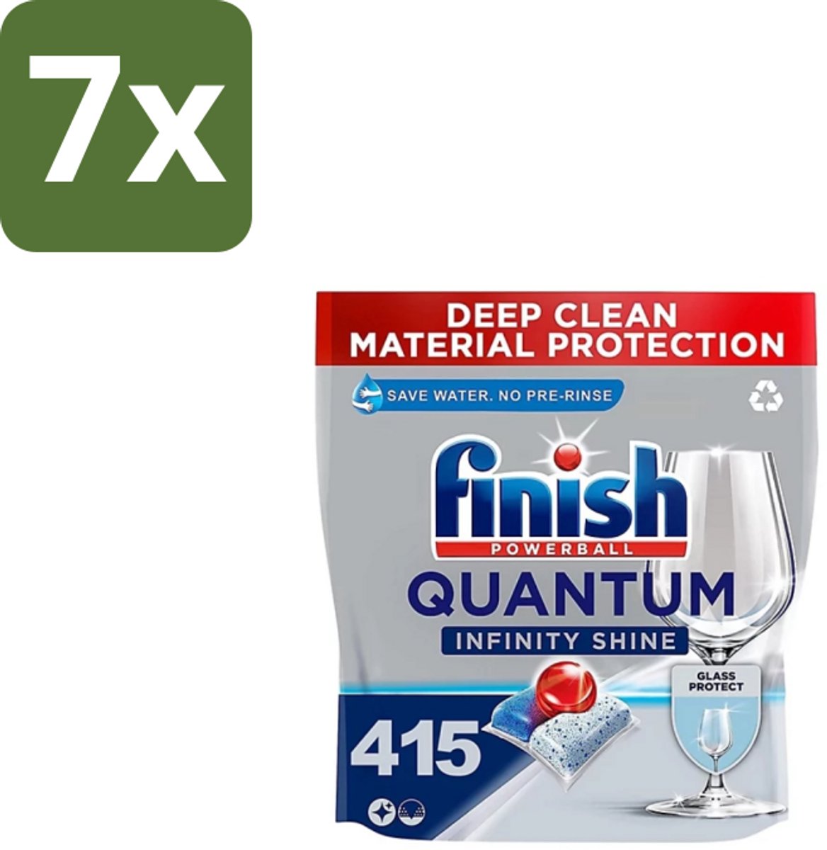 7 x Finish – Vaatwastabletten – Quantum Infinity Shine – 83 Capsules - Vaatwastabletten - Vaatwasmachine - Glasbescherming - Reiniging - Vlekken