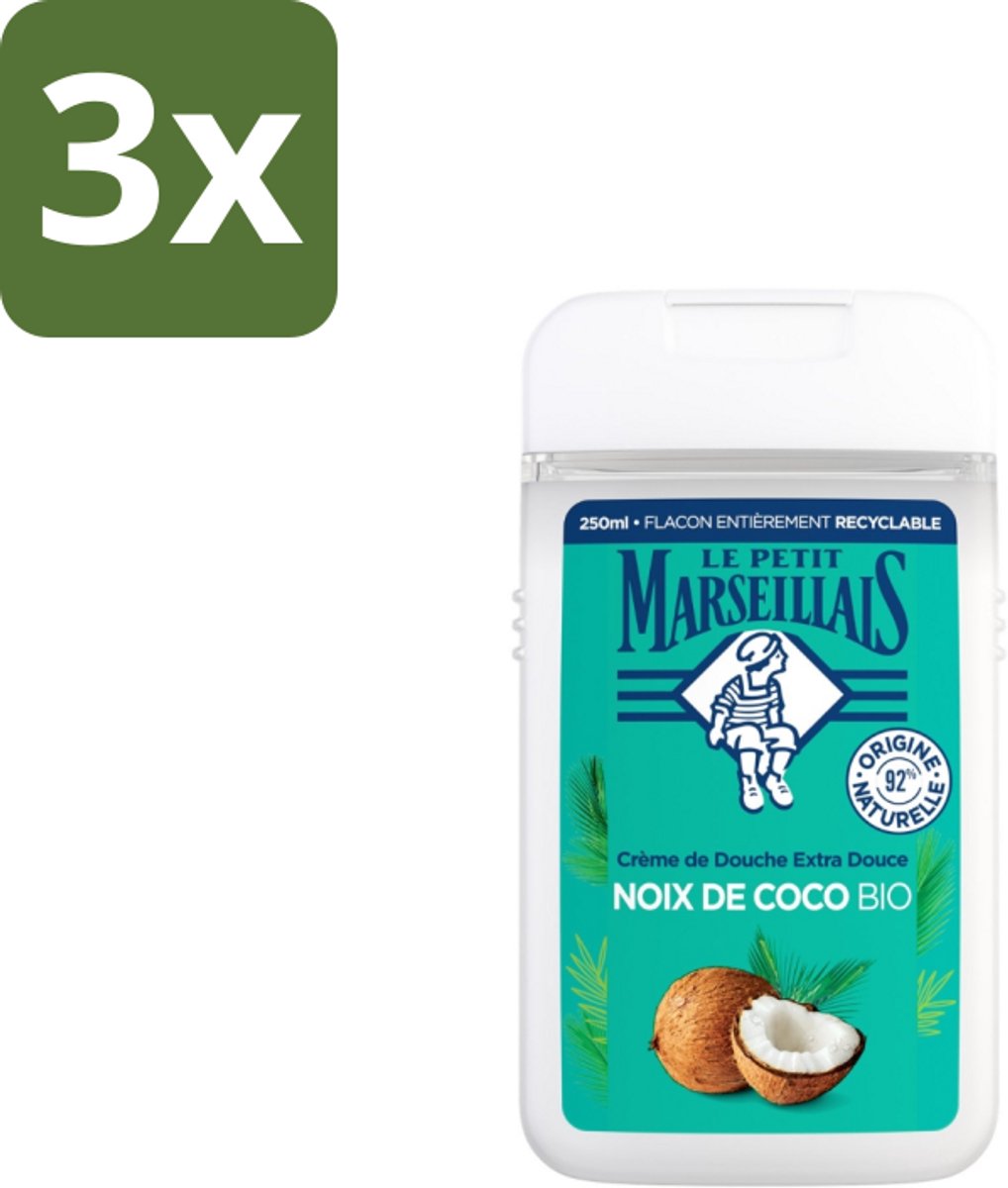 3 x Le Petit Marseillais – Douche & Bad – Coco – 650 ml - Douche En Bad - Kokosgeur - Huid Verzorgen - Schuim - Badschuim