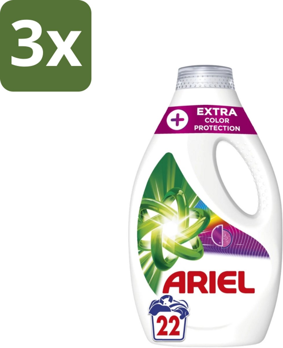 3 x Ariel – Vloeibaar Wasmiddel – Extra Color Protection – 990 ml – 22 wasbeurten - Kleurbehoud Wasmiddel - Vloeibaar Wasmiddel Kleur - Wasmiddel Voor Gekleurd Was - Kleurvervaging Voorkomen - Wasmiddel Voor Donkere Kleding