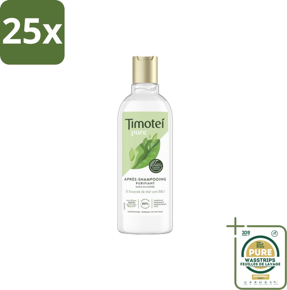 25 x Timotei Conditioner - pure groene thee - 300 ml - Grootverpakking - Groene Thee Conditioner - Zachte Haar - Fris Haar - Natuurlijke Haar Verzorging - Lichte Haar