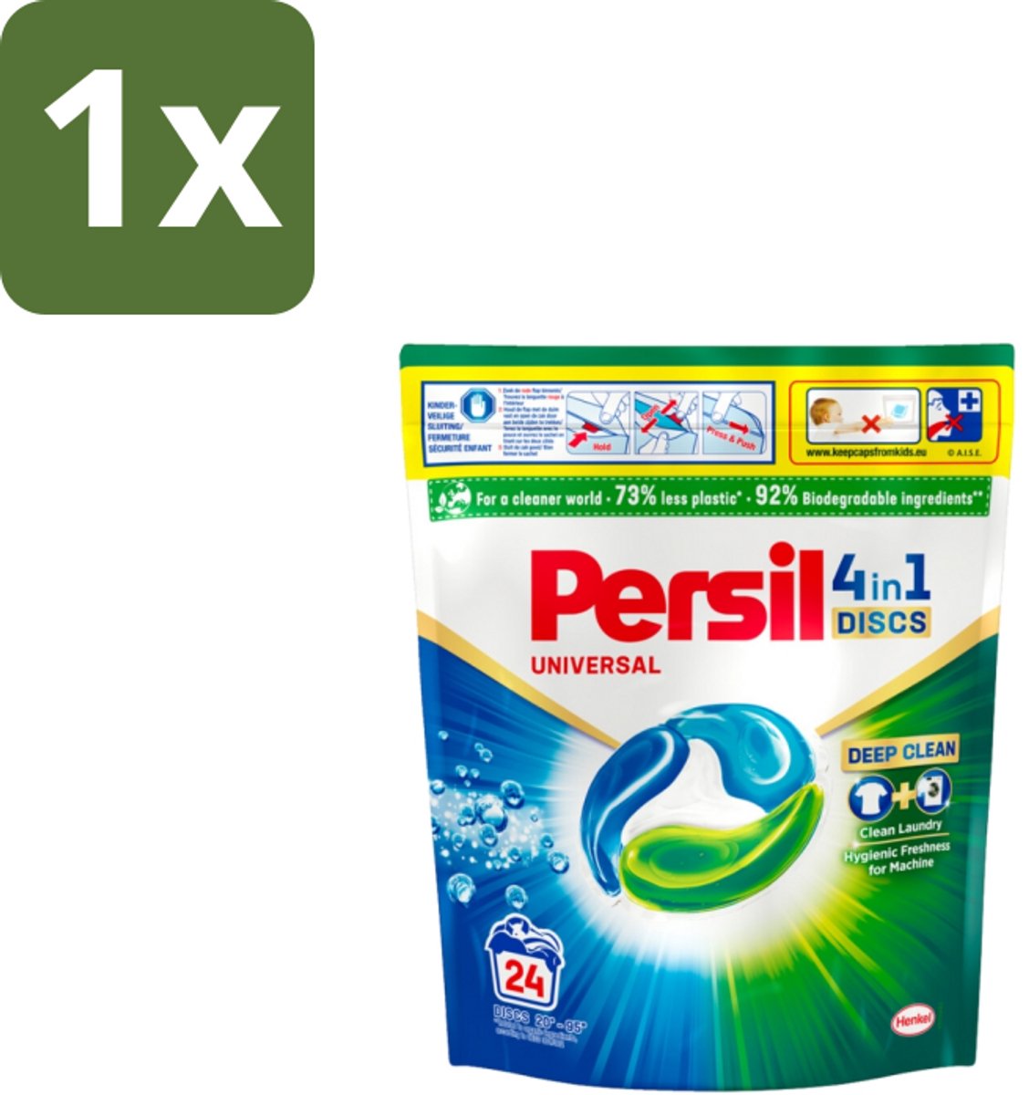1 x Persil – Wasmiddel Discs – Universeel - 24 Capsules - Wasmiddel - Wascapsules - Vlekverwijdering - Frisheid - Kleurbehoud