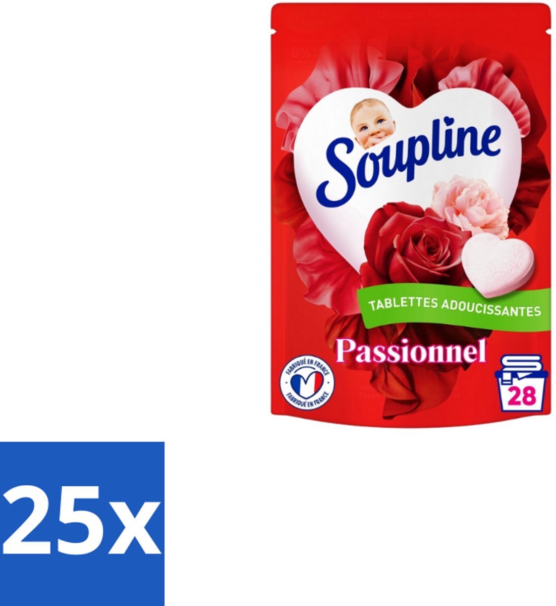 Soupline – Wasverzachtertabletten – Harten Straling van Passiebloemboeket - 28 tabletten - Bulkverpakking - 25 stuks
