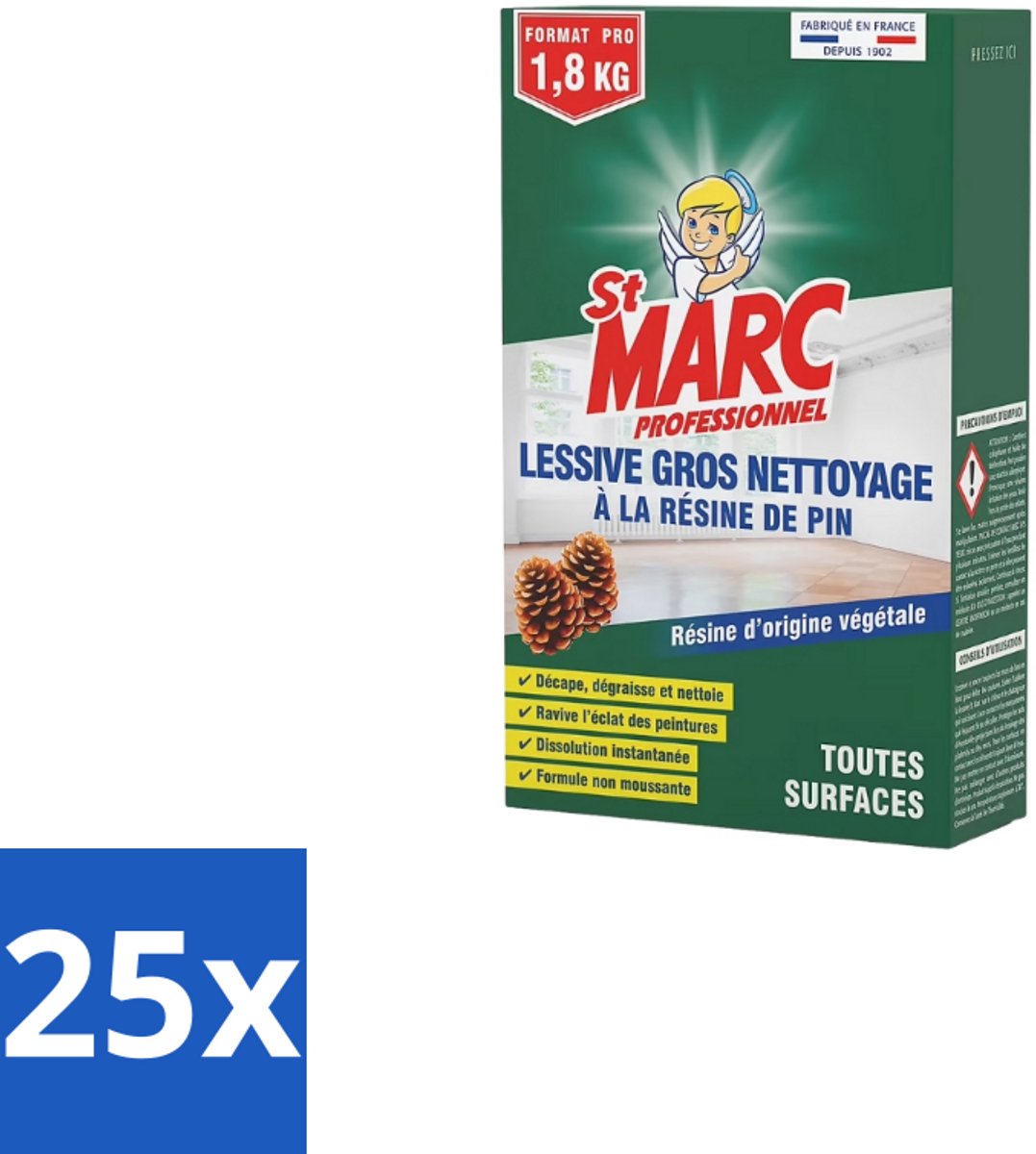 St. Marc – Multireiniger Poeder – Professioneel Dennenhars – 1 kg - Bulkverpakking - 25 stuks