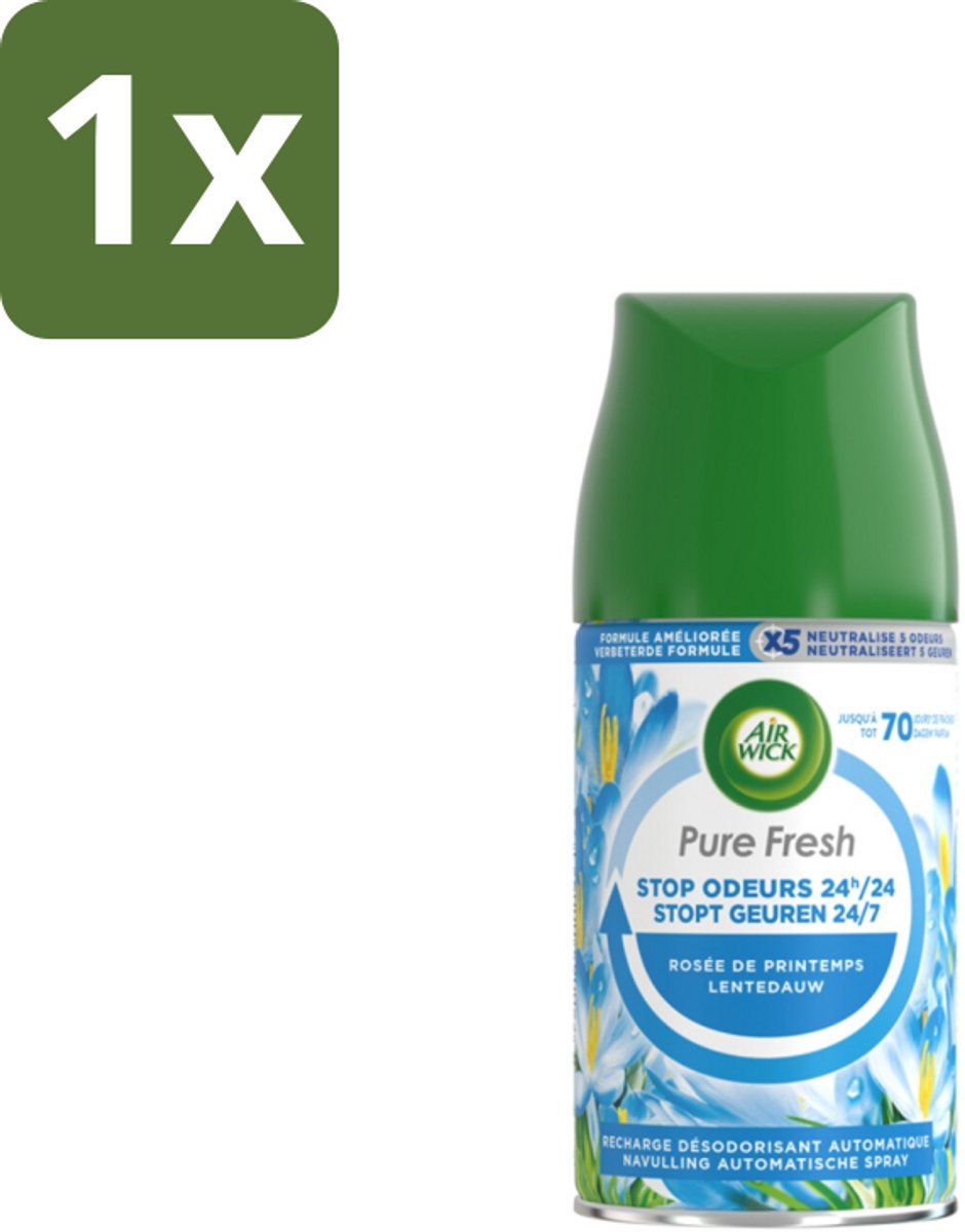 1 x Air Wick Freshmatic Automatische Spray Luchtverfrisser Navulling Pure Fresh Lentedauw 250 ml - Lentedauw - Geur - Parfum - Geurverspreiding - Geurneutralisatie