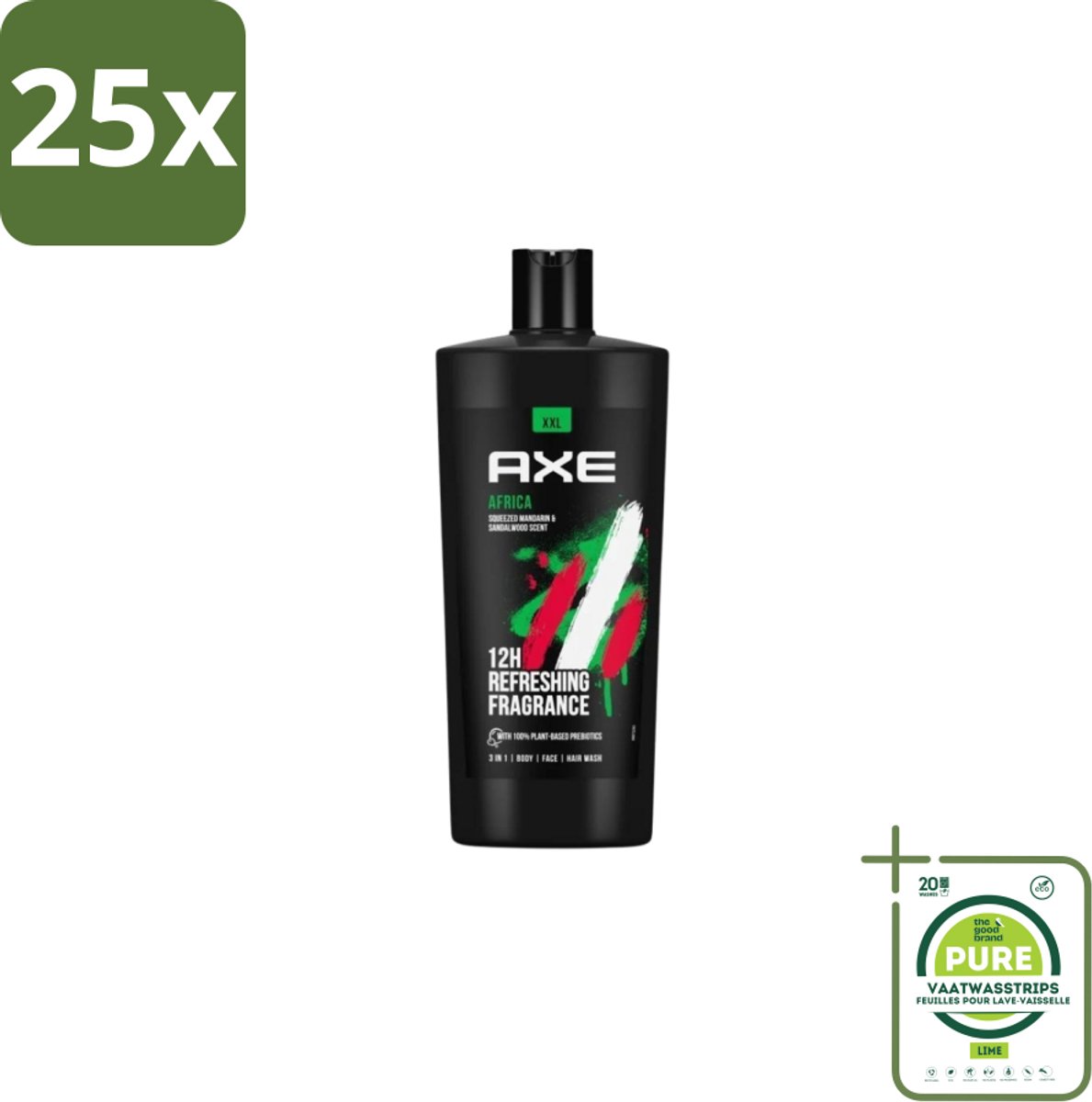 25 x AXE – Douchegel – Africa – 700 ml - Grootverpakking - Douchegel - Douchegel Africa - Douchegel Voor Mannen - Douchegel Warme Geur - Douchegel Kruidige Geur