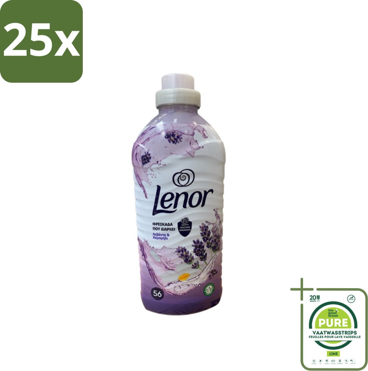 25 x Lenor – Wasverzachter – Lavender & Kamille – 56 Wasbeurten – 1176 ml - Grootverpakking - Wasverzachter - Lavendel - Kamille - Wasgeur - Wasverzachting