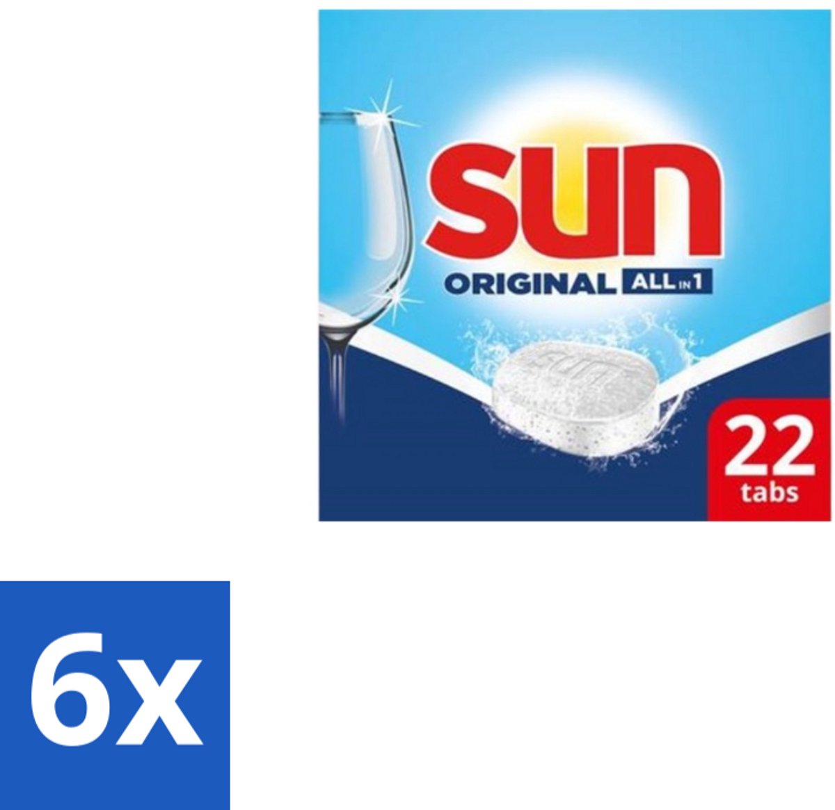 Sun – Vaatwastabletten – All-in-1 Original – 22 tabletten - Voordeelverpakking - 6 stuks