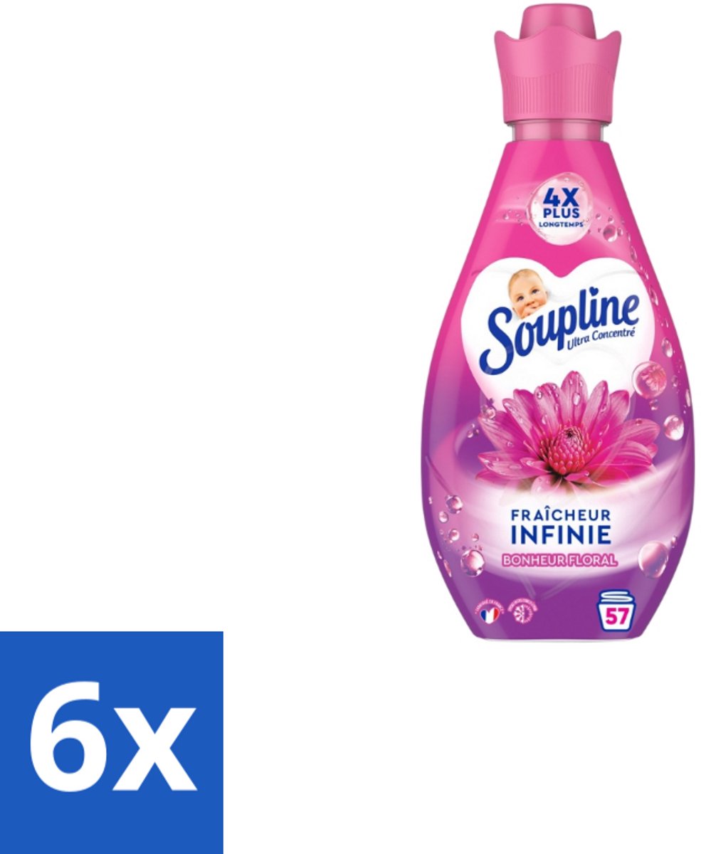 Soupline – Wasverzachter – Infinite Freshness Floral Happiness – 800 ml - Voordeelverpakking - 6 stuks