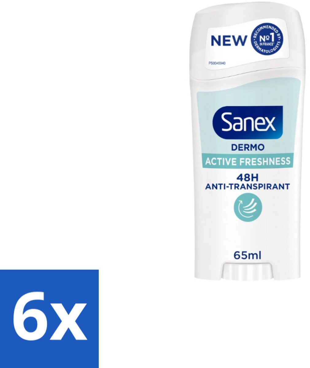Sanex – Deodorant Stick – Dermo Active Freshness – 65 ml - Voordeelverpakking - 6 stuks