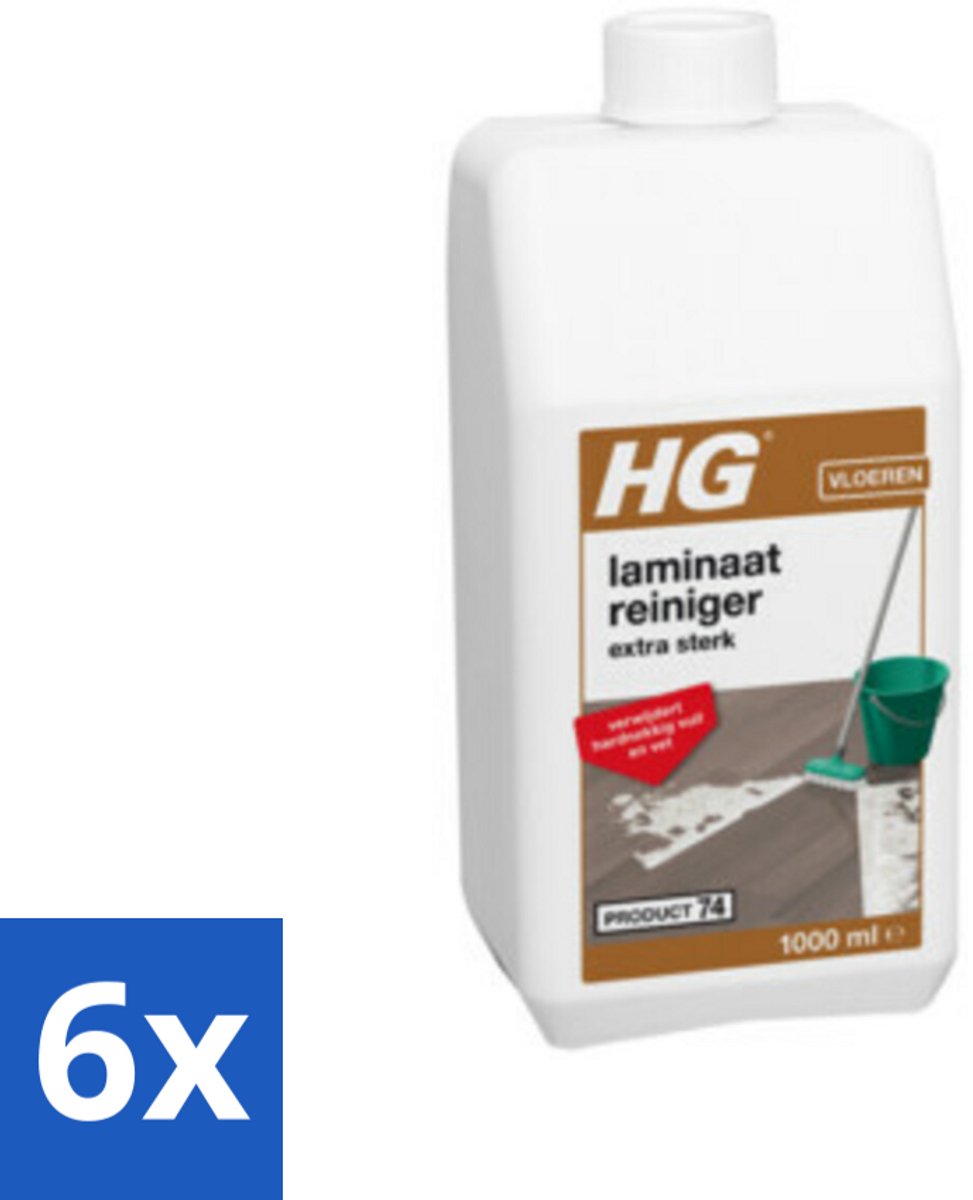 6 x HG Laminaatreiniger Extra Sterk 1 liter - Laminaatvloer Reiniger - Vloerreiniger - Hardnekkig Vuil - Vet Verwijderen - Laminaat Schoonmaken