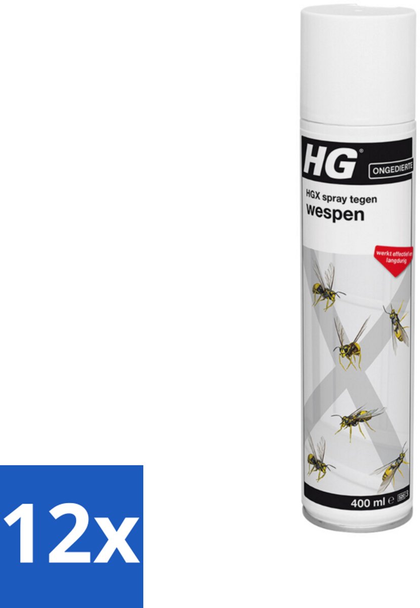 12 x HG X Spray Tegen Wespen 400 ml - Wespen Bestrijding - Wespenspray - Wespennest - Wespenplaag - Wespenvernietiging