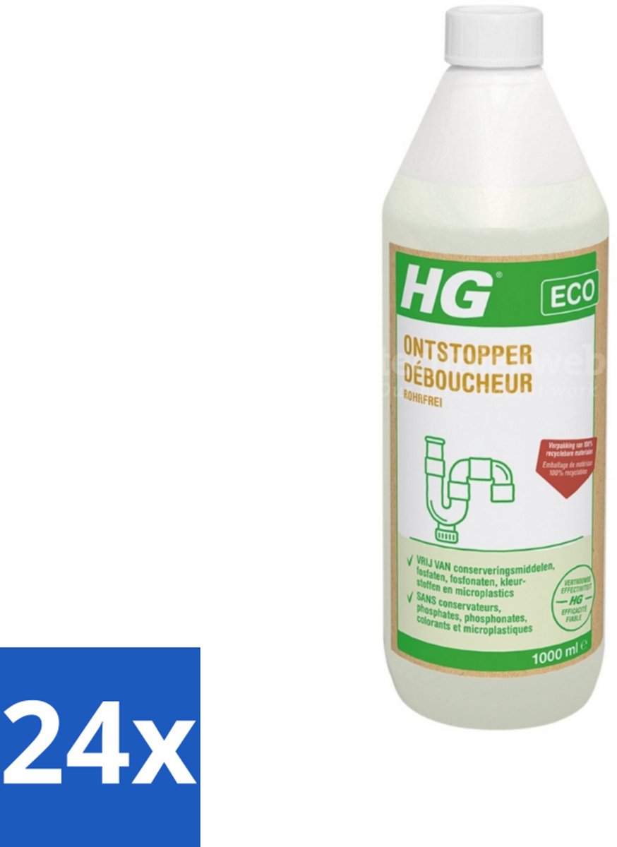 24 x HG Eco Ontstopper 1 liter - Ontstopper - Afvoer Verstopping - Eco Ontstopper - Milieuvriendelijke Ontstopper - HG ECO