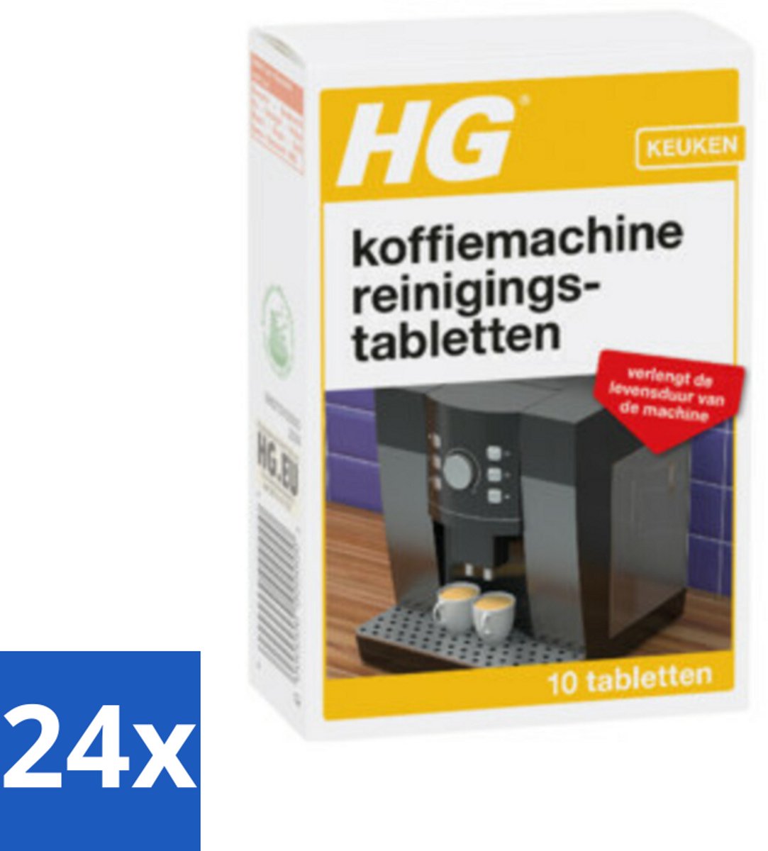 24 x HG Koffiemachine Reinigingstabletten 10 tabletten - Koffiemachine Reiniging - Ontkalken Koffiemachine - Koffievet Verwijderen - Koffiemachine Onderhoud - Koffiemachine Schoonmaken