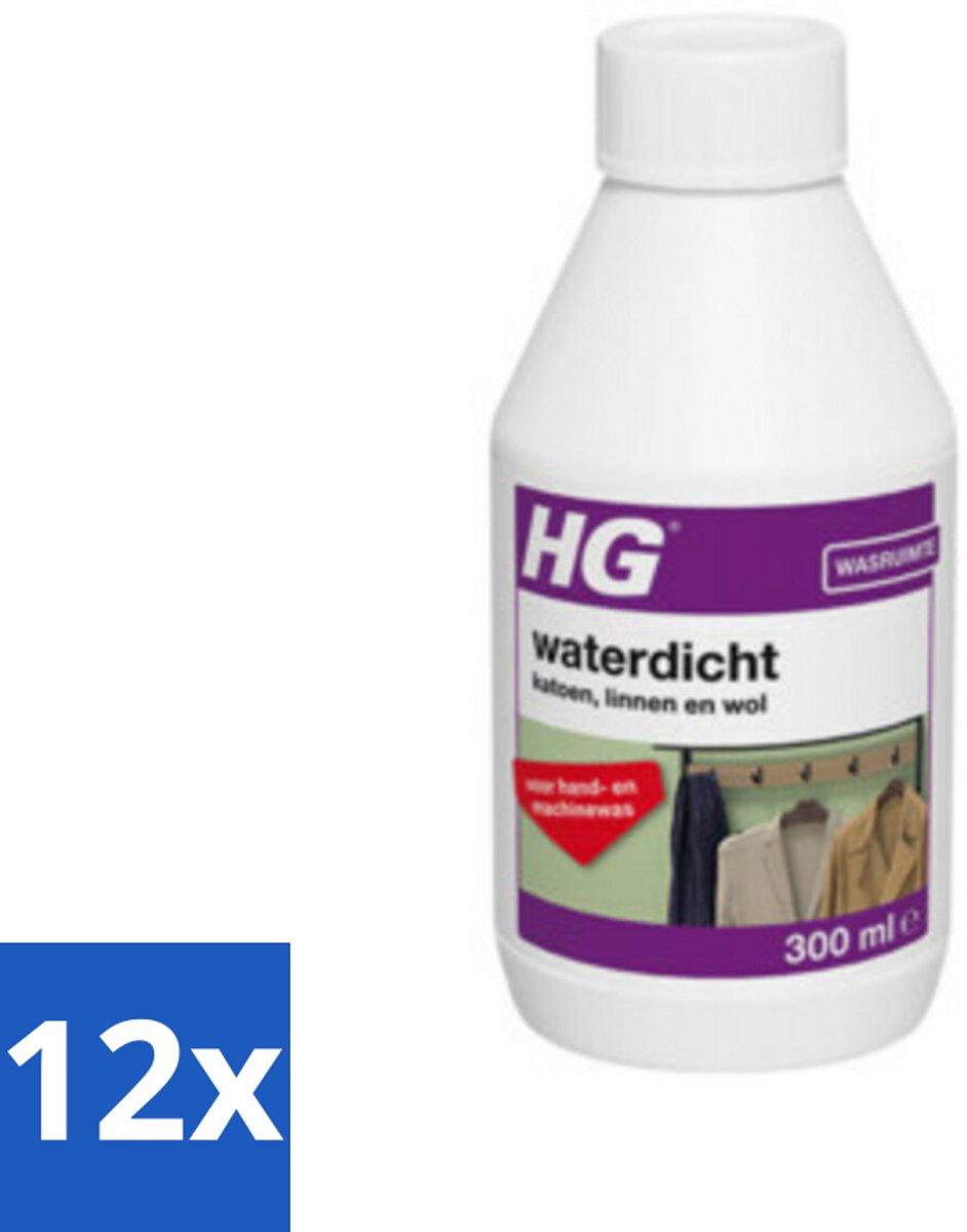 12 x HG Waterdicht katoen Voor Linnen, Wol & Gemengde Textielsoorten 300 ml - Waterdicht Maken - Katoen Waterdicht - Linnen Waterdicht - Wol Waterdicht - Textiel Waterdicht