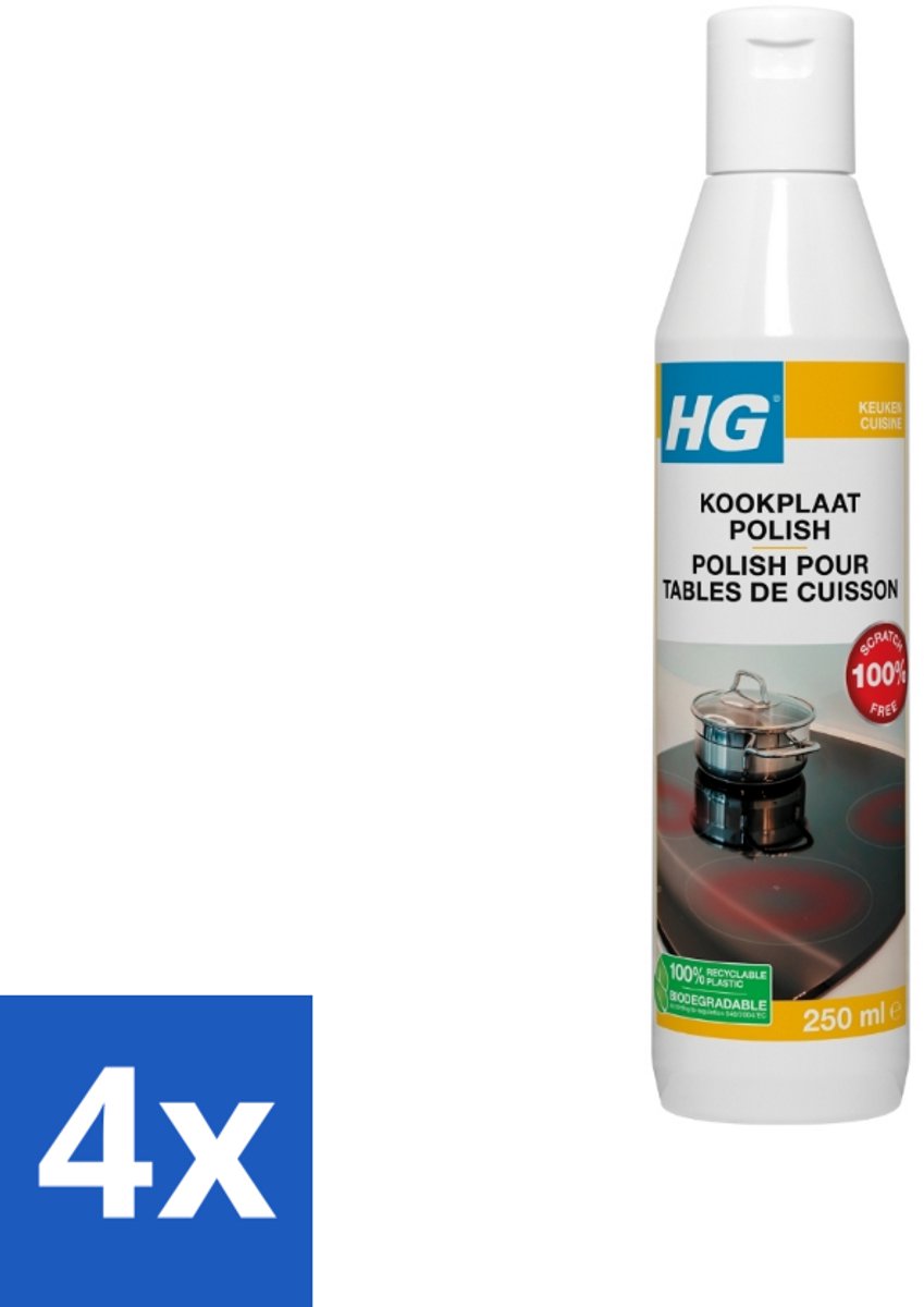 4 x HG Kookplaat Polish 250 ml - Kookplaat Reiniger - Keramische Kookplaat - Inductie Kookplaat - Vet Verwijderen - Vuil Verwijderen