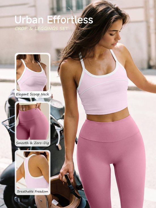 Currero Pilates Pak Dames - Yoga - Buttshaper - Gym - Fitness - Butt Lift - Bil Vergrotend - Heup Liftend - Yogakleding - Roze + Roze XS — afbeelding 5