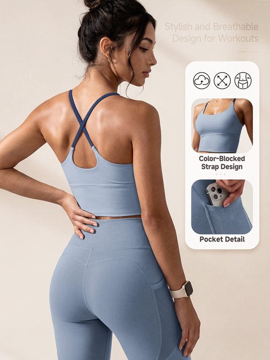 Currero Pilates Pak Dames - Yoga - Buttshaper - Gym - Fitness - Butt Lift - Bil Vergrotend - Heup Liftend - Yogakleding - Blauw S — afbeelding 2