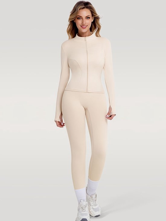 Currero Pilates Pak Dames - Yoga - Buttshaper - Gym - Fitness - Butt Lift - Bil Vergrotend - Heup Liftend - Yogakleding - Beige S — afbeelding 3