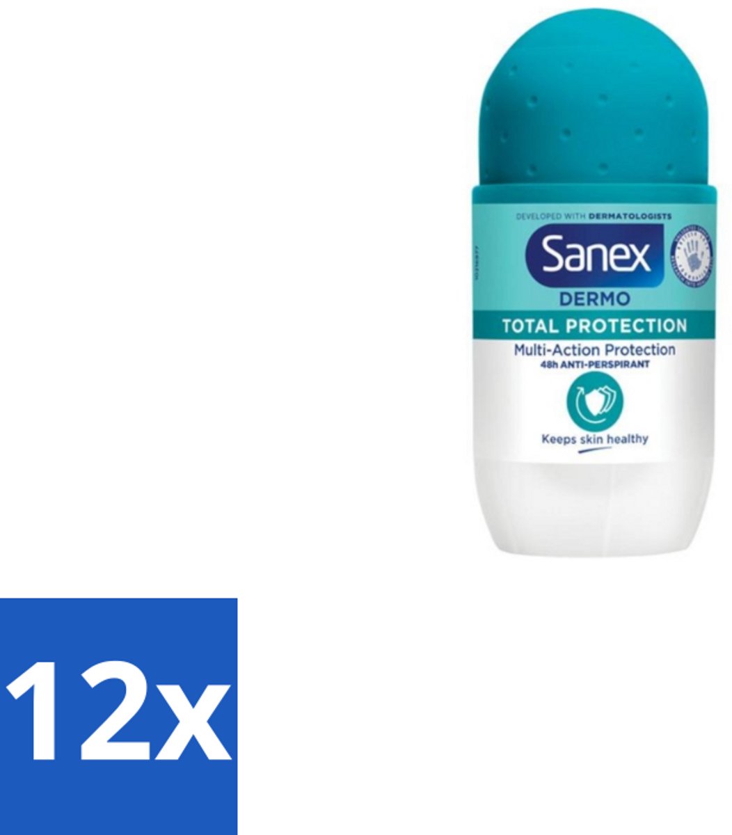 Sanex – Deodorant Roll-On – Dermo Total Protection – 50 ml - Voordeelverpakking - 12 stuks