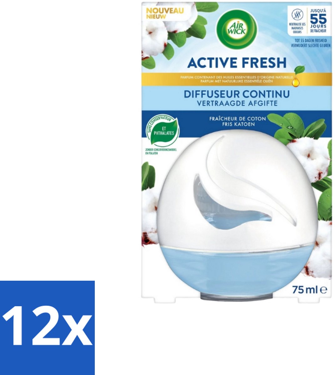 Air Wick – Luchtverfrisser – Deco Sphere Katoen – 75 ml - Voordeelverpakking - 12 stuks