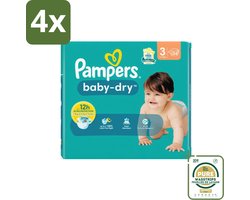 Pampers – Luiers – Baby-Dry Maat 3 (6-10 kg) – 34 Luiers - Voordeelverpakking - 4 stuks - Droge luier - Luier voor baby