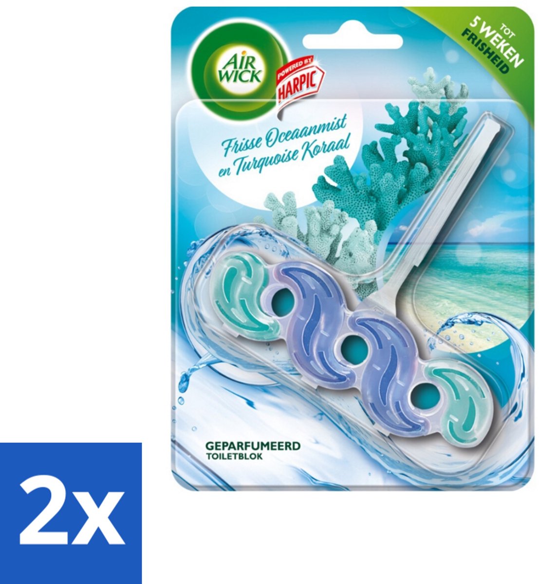 Air Wick – Toiletblok – Frisse Oceaanmist & Turquoise Koraal - Voordeelverpakking - 2 stuks