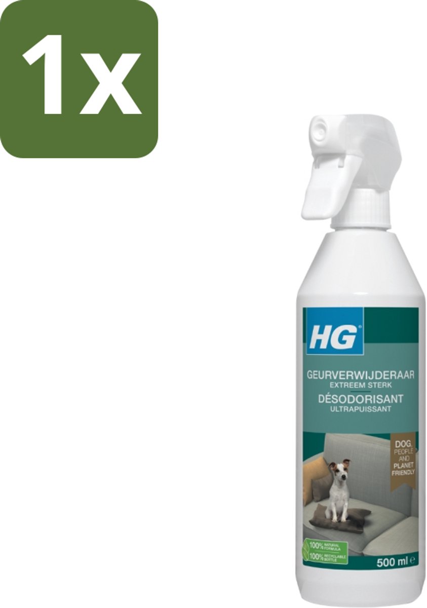 1 x HG - Geurverwijderaar Hond Spray - Extreem Sterk - Werkt Binnen 30 Minuten - 100% Biologisch - 500 ml - Geurverwijderaar Hond - Hond Geur - Geur Neutraliseren - Geurverwijderaar - Hond Geurproblemen